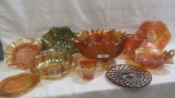 selection of vintage carnival glass as shown