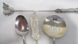 Sterling snuffer & Oyster cracker laddle along with coin handle cheese knif