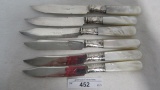 Mother of Pearl sterling small knives 6ct