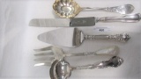 Sterling Silver serving pieces 5 count including bread knife-2 laddle- sala
