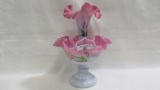 Fenton decorated rosalene single lily epergne
