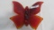 Fenton red satin candle butterfly