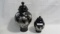 2 Fenton silver overlay jars as shown