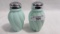 Fenton green swirl salt pepper set