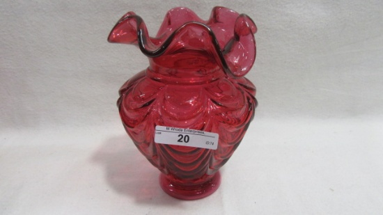 Fenton cranberry drapery vase. 3rd of 3 in a progressive set