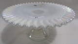 Fenton french opal irid Hobnail cake stand