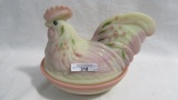 Fenton large burmese decorated covered hen