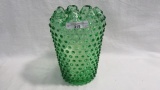 Fenton green Hobnail cupped in vase