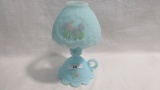 Fenton Astor decorated candle lamp- complete