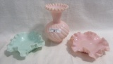 Fenton pink & green items as shown