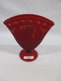 Fenton Red Satin Decorated Dancing Lady Fan Vase