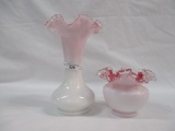 2 Fenton Peach Crest Vases