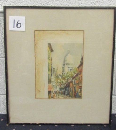 20 x 22 watercolor of middle eastern cityscape. framed