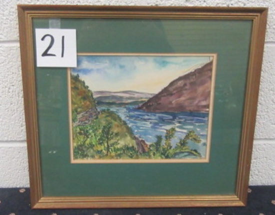 W Jacobs Watercolor Possibly Hudson Valley 16 x 15" framed