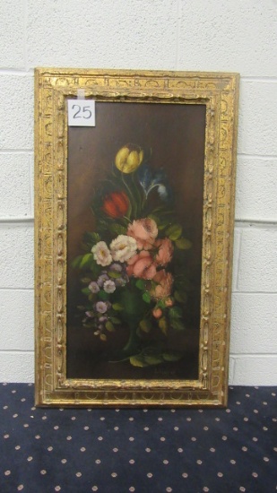 Oil on Canvas Still life florals 23 x 37"- Rugger