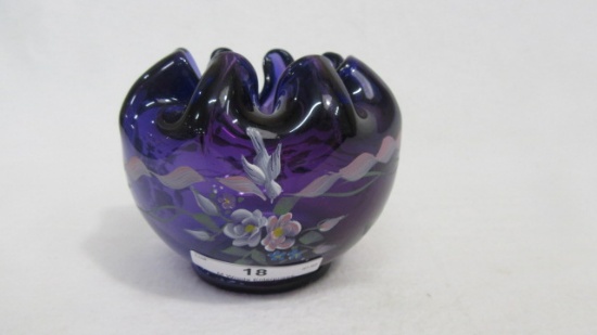 Fenton HP Mulberry M. Walrath Rosebowl