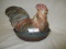 Fenton HP Folk Art Rooster on Nest