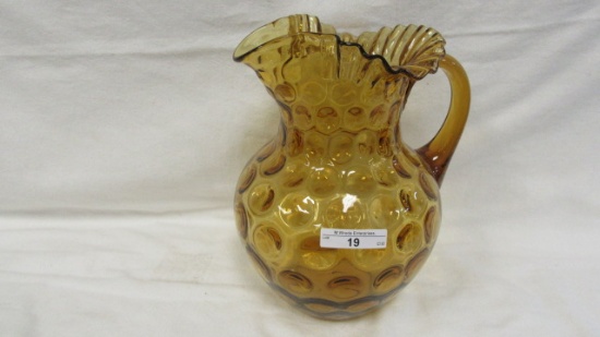 10" Amber Coin Dot Victorian Water Pitcher