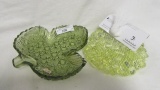 Fenton Glass Accent Marbles and Green Daisy and Buttons Leaf Tray