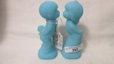 Fenton Blue Custard Kissing Boy and Girl