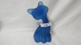 Fenton Indigo Satin Happy Cat