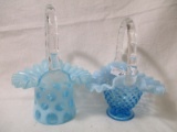 2 Fenton Blue Opal Baskets 6