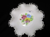 Fenton HP Silver Crested Ruffled Bowl Louise Piper