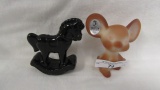 Fenton Satin Choco. Mouse and Ebony Rocking Horse