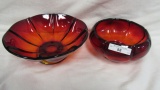 2 Fenton Red Melon Bowls as shown
