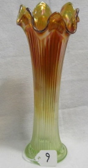 Fenton 9 1/2" vaseline Fine Rib vase