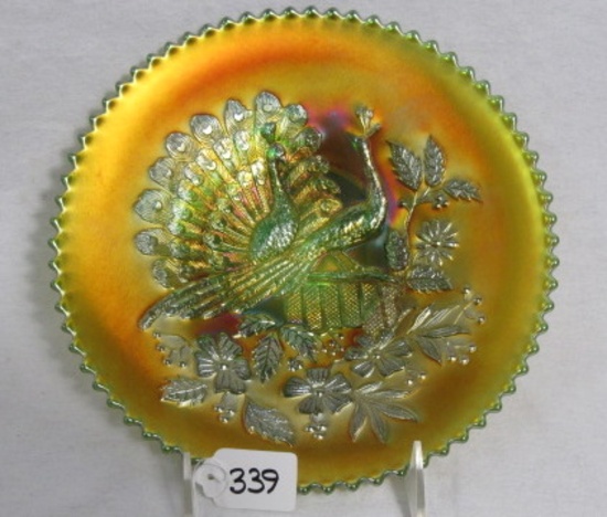 Nwood 9" green Peacocks plate- Scarce