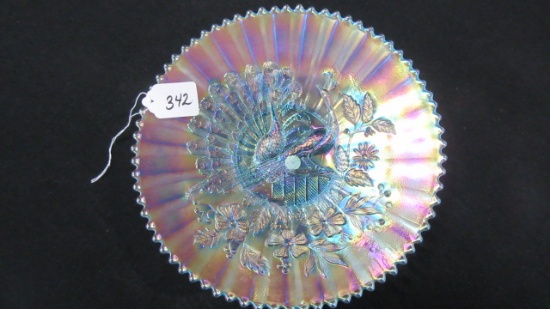 Nwood 9" Ice Blue Peacocks plate- RARE