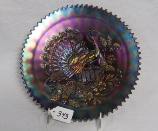 Nwood 9" purple Peacocks plate Nice elec hi-lights