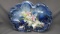RS Germany Steeple mark Rosebud mold cobalt tray w/ strappy flowers, 14 x 9