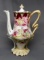 UM RSP Sawtooth mold demitasse pot in red w/ yellow and red roses