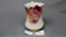 UM RSP folded poppy mold toothpick holder in red w/ mums deocr