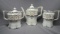 RS Prussia satin floral 3-pc. Teaset w/wreaths of roses