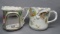 2 RS Prussia floral shaving mugs, Stipple mold w/mirror & Red Mark
