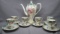 RS Prussia 14 pc. floral demitasse set, 1 cup has hairline