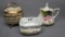 RS Prussia floral mustard pot, RS Germany Wing mark salt & OS 2â€ floral c