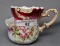 Early Years shaving Scroll Scuttle mug w/ red trim & HP florals