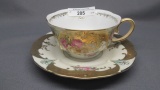 RSP Point clover mold coffee cup and saucer w/ heavy gold