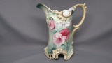RSP GG Open base mold cider pitcher- floral- Very odd size- tiny pin point