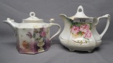 2 RS Prussia floral syrup pitchers, 1 has new lid