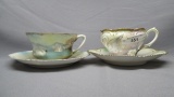 2 RS Prussia coffee cups & saucers w/swans