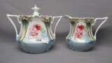 RS Prussia floral cream/sugar set w/pink poppies