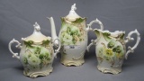 Early Years hand painted 3-pc coffee set w/mums