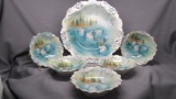 RS Prussia 7-pc. Icicle mold berry set w/Swans
