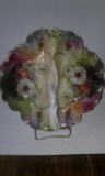 ES Germany floral divided tray w/handle