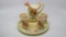 Fenton   burmese decorated childs set w/ tray